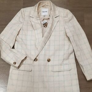 Madewell "The Caldwell Blazer" Double Breasted Window Pain Plaid NWT SZ XS